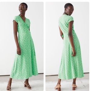 & Other stories floral Linen wrap dress midi
